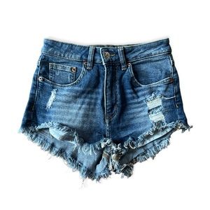 Divided by H&M Distressed High Rise Cut Off Frayed Hem Denim Jean Shorts, Size 4